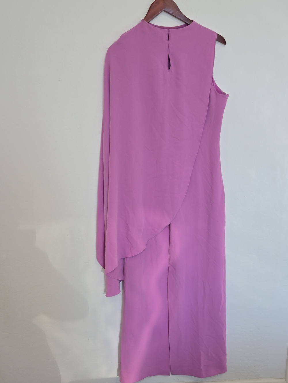 MANGO Double-Layer Long Asymmetrical Cape Dress Pastel Purple Wedding Size 8 NWT - Picture 8 of 16